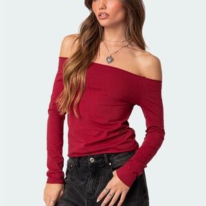 Edikted Off The Shoulder Red Women's Top Medium